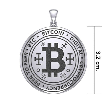 Bitcoin Sterling Silver Large Pendant TPD5862 - Jewelry